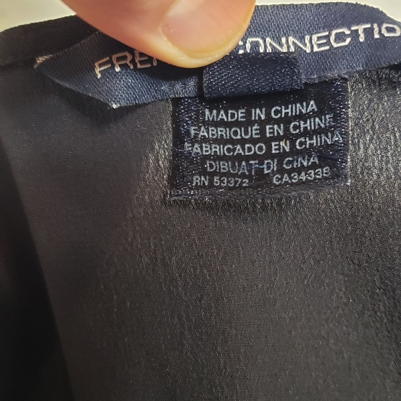 French Connection Women's Black and Tan Silk Sleevless Top Size 8 - Picture 9 of 13